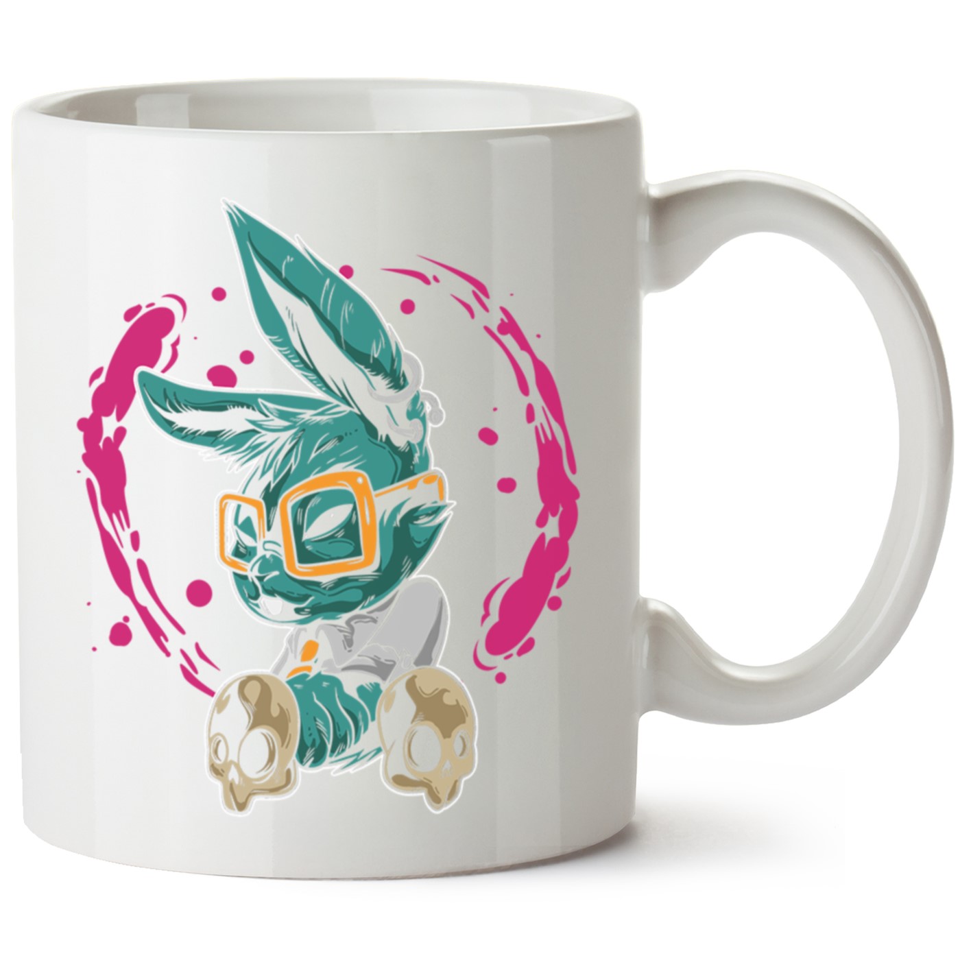 Tavşan Baskılı Porselen Kupa Bardak