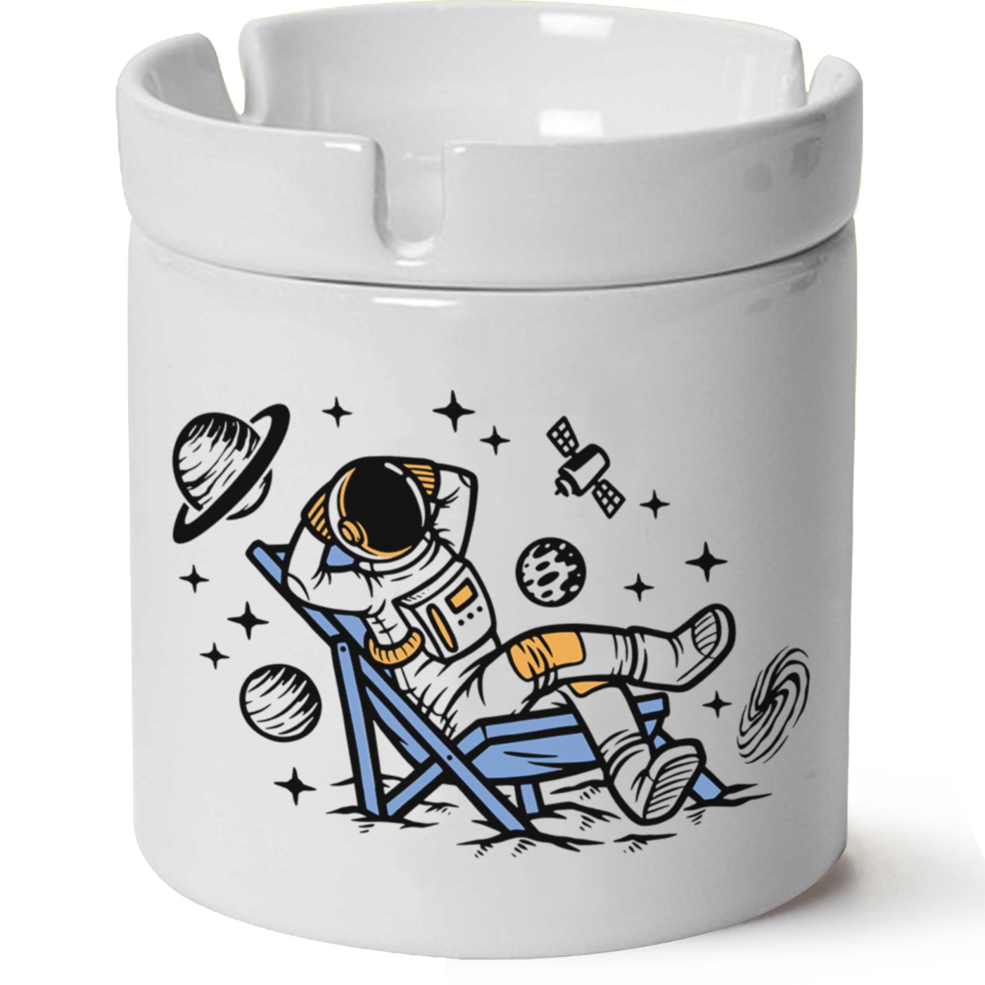 Astronot Baskılı Porselen At Söndür Küllük