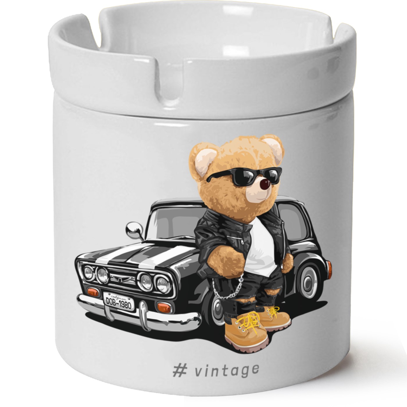 Ayıcık Baskılı Porselen At Söndür Küllük