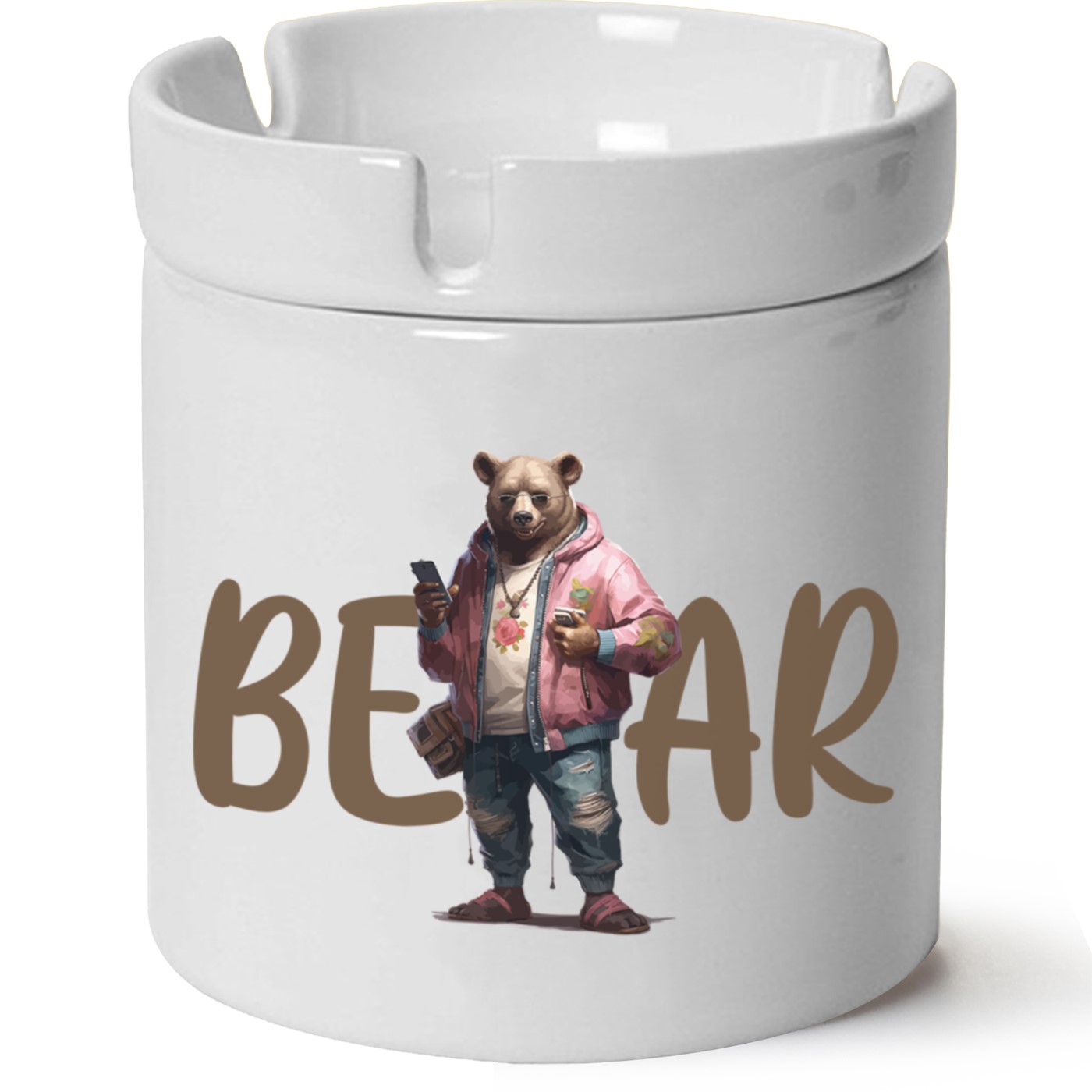 Ayıcık Baskılı Porselen At Söndür Küllük