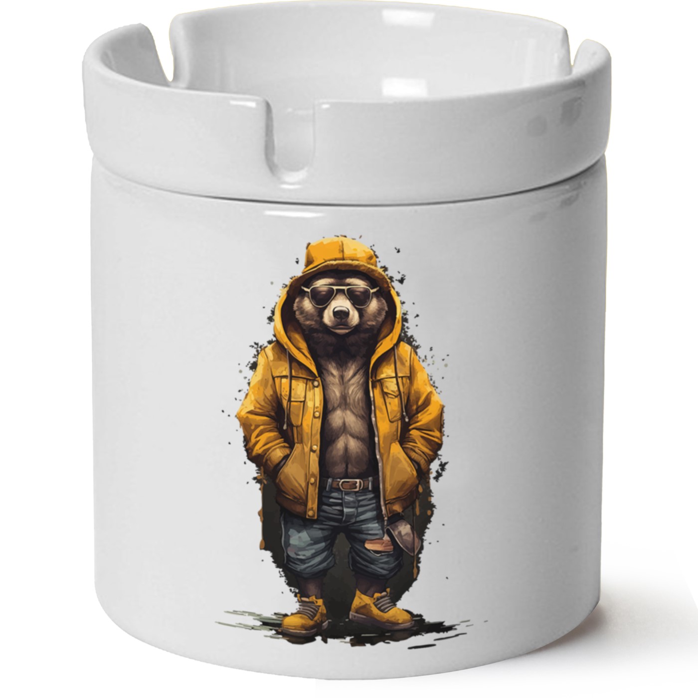 Ayıcık Baskılı Porselen At Söndür Küllük