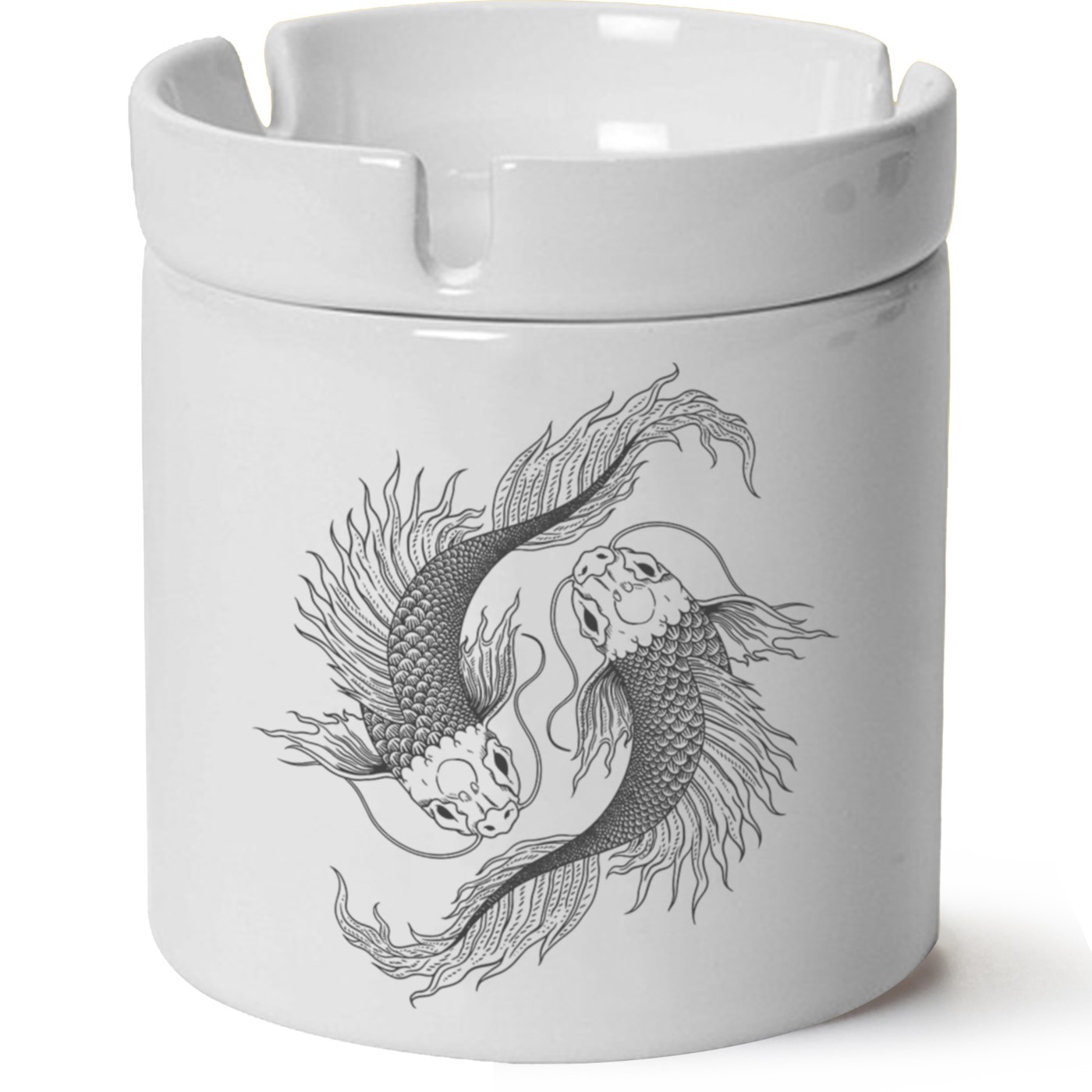 Balık Baskılı Porselen At Söndür Küllük