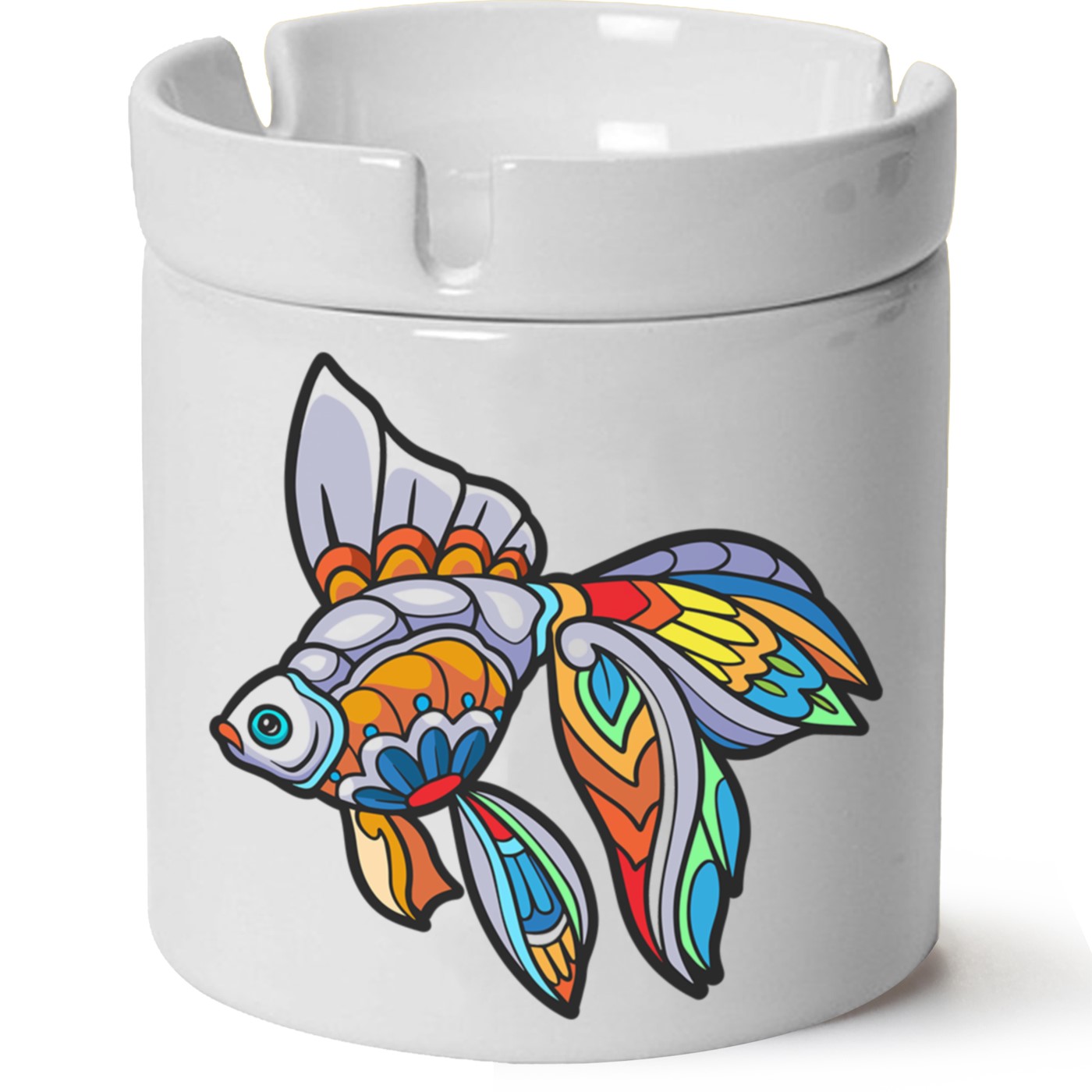 Balık Baskılı Porselen At Söndür Küllük