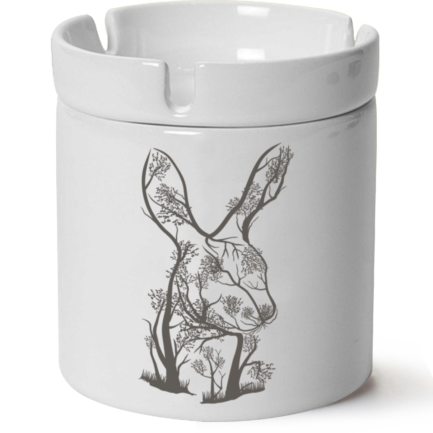 Doğa Tavaşan Baskılı Porselen At Söndür Küllük