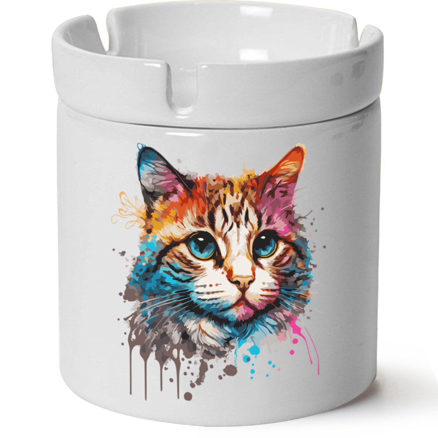 Kedi Baskılı Porselen At Söndür Küllük