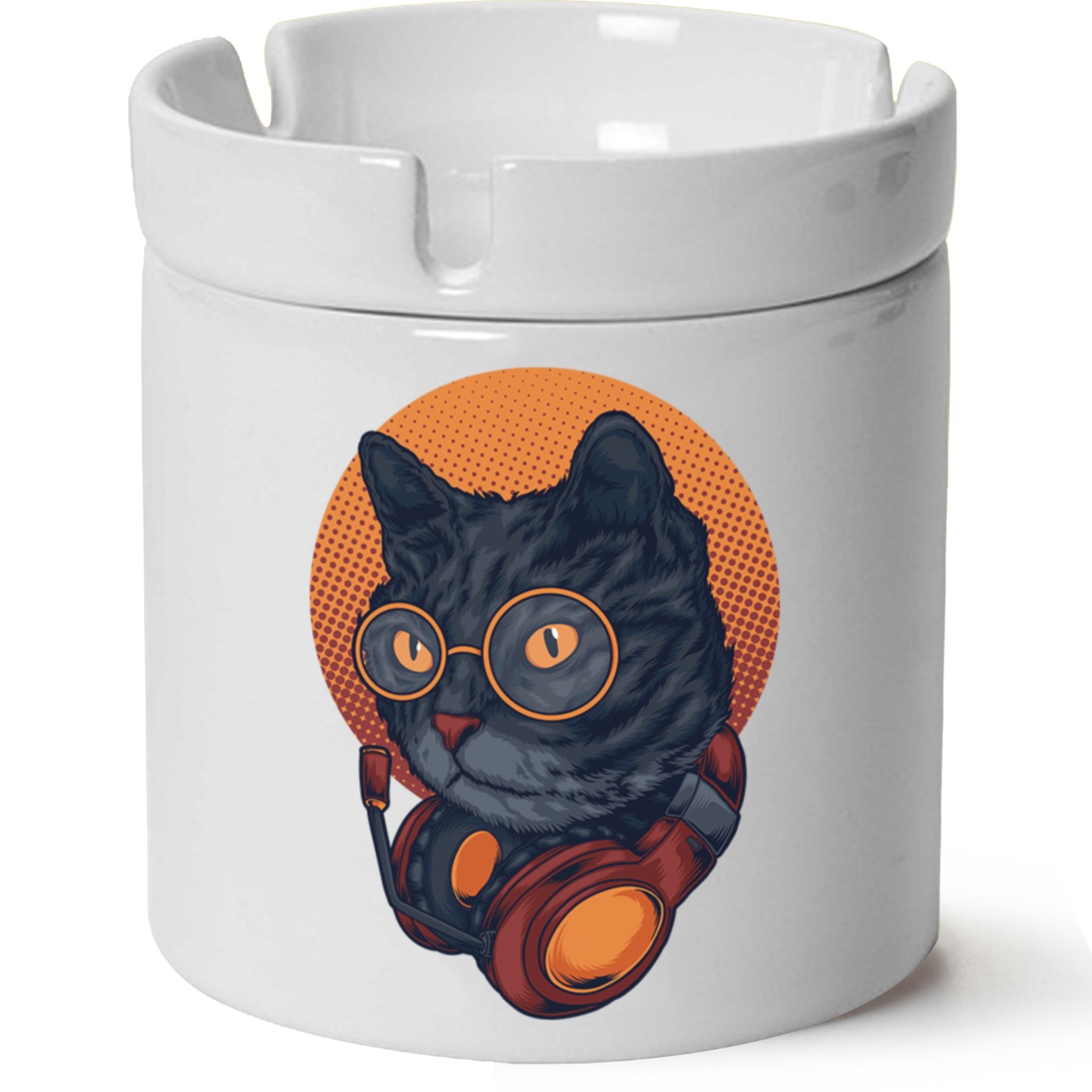 Kedi Baskılı Porselen At Söndür Küllük