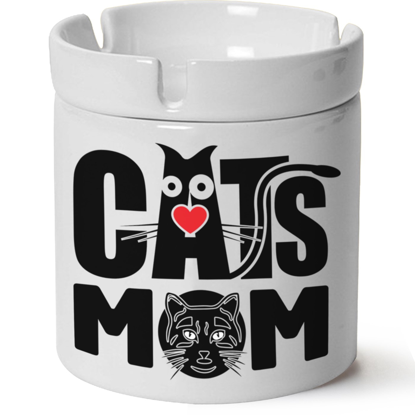 Kedi Baskılı Porselen At Söndür Küllük