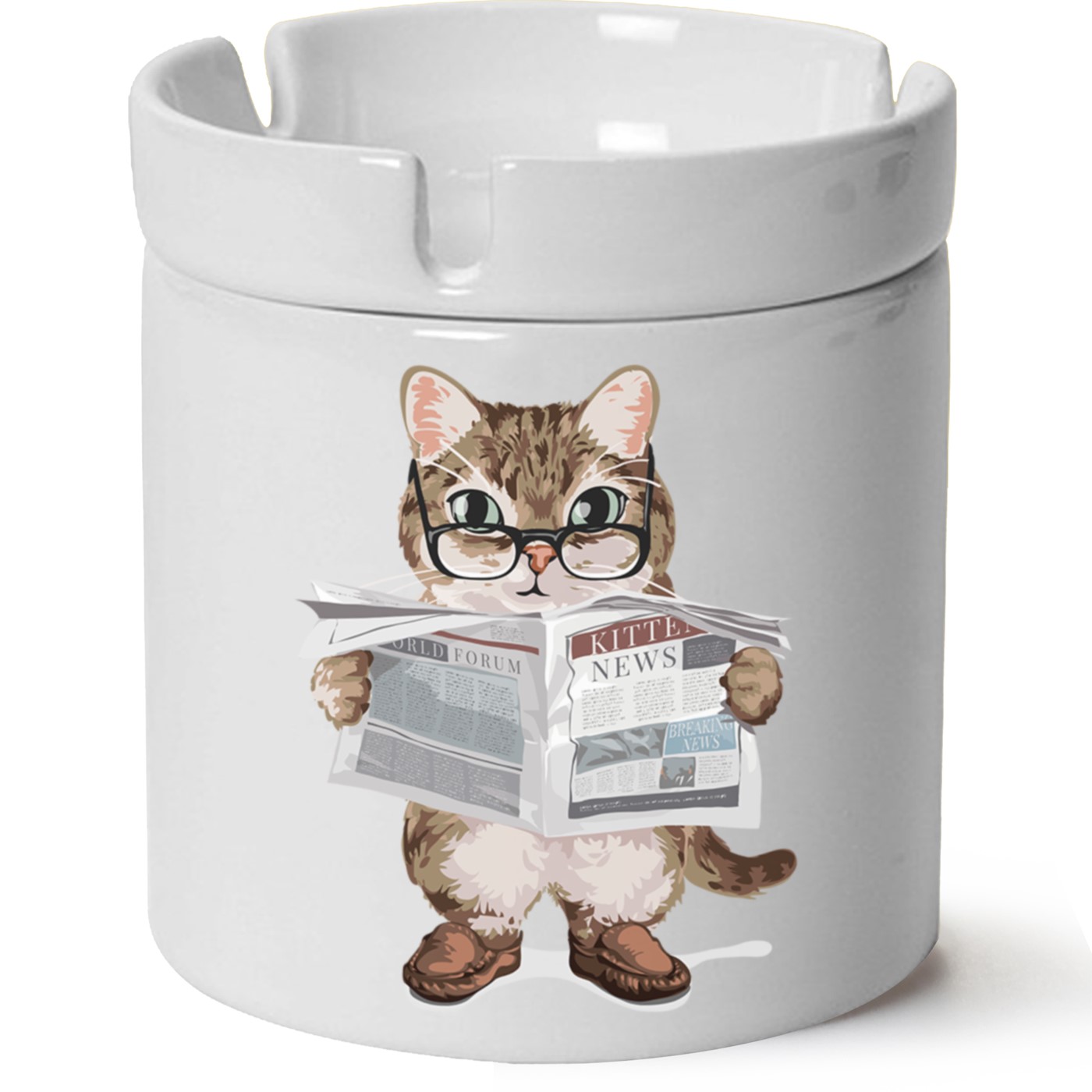 Kedi Baskılı Porselen At Söndür Küllük