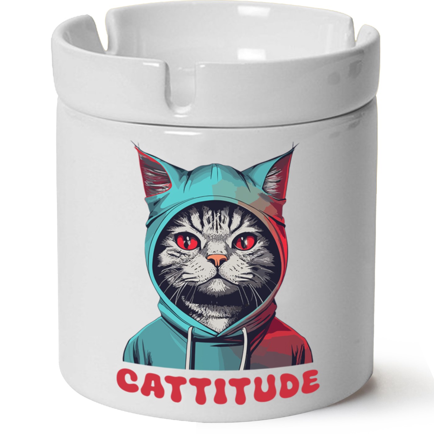 Kedi Baskılı Porselen At Söndür Küllük