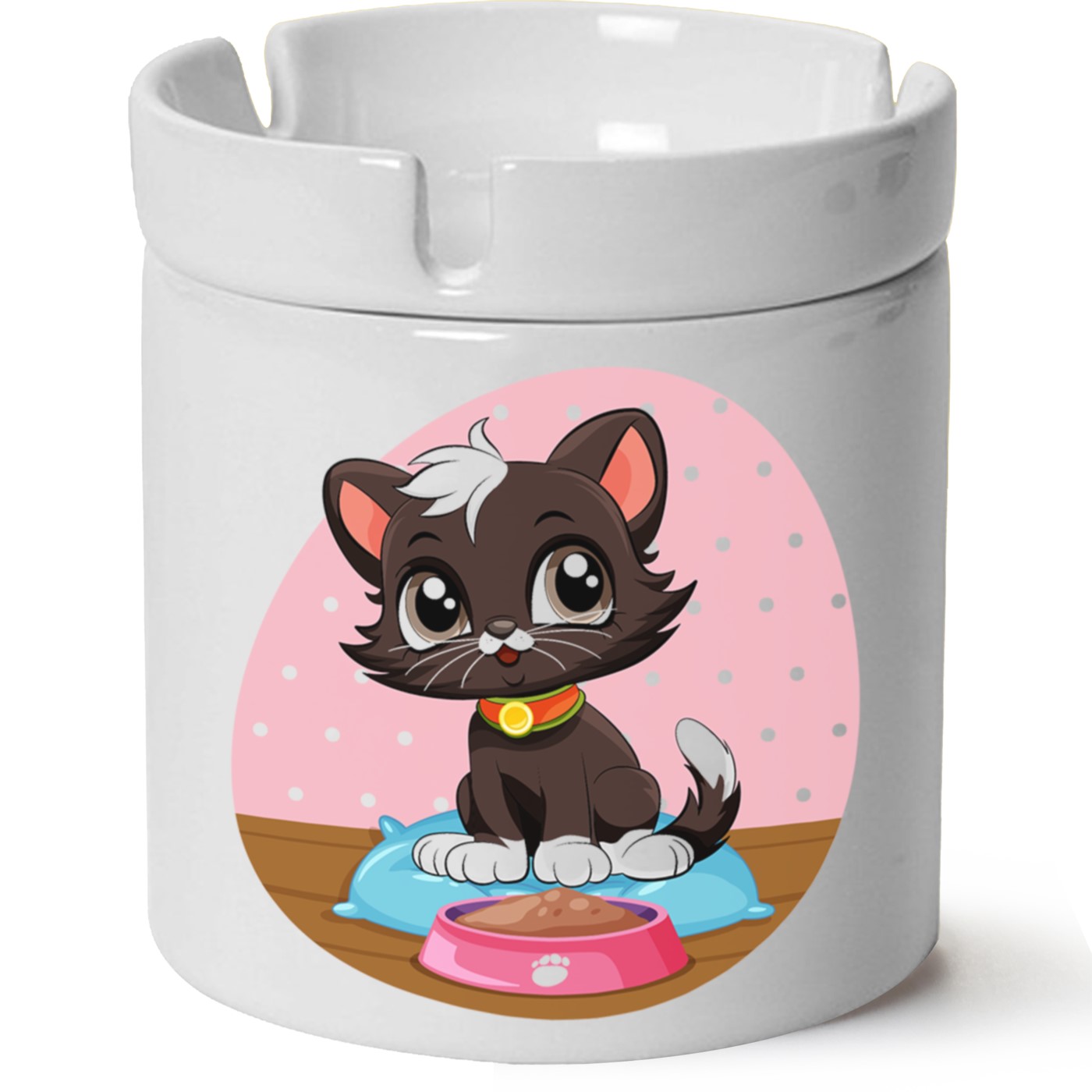 Kedi Baskılı Porselen At Söndür Küllük