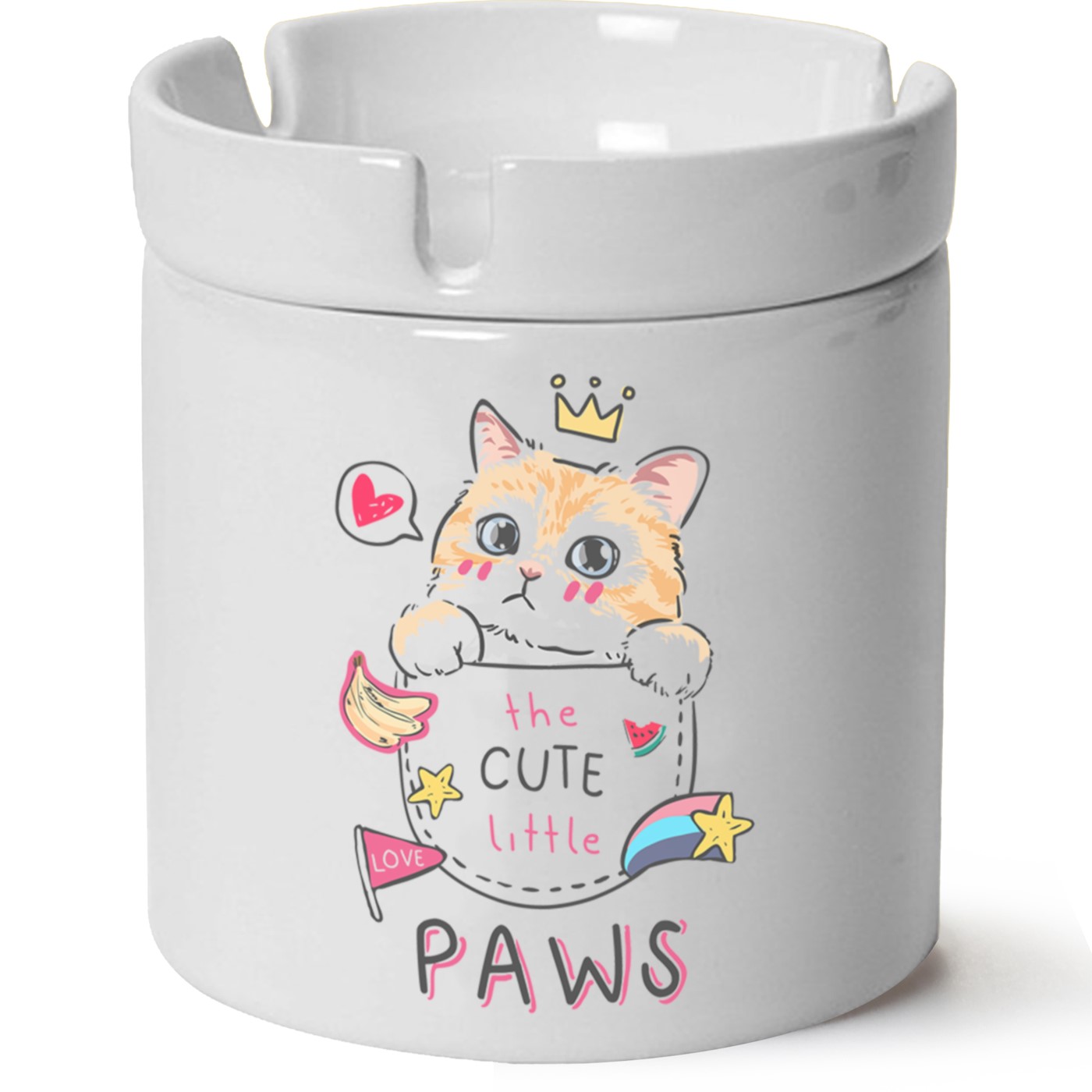 Kedi Baskılı Porselen At Söndür Küllük