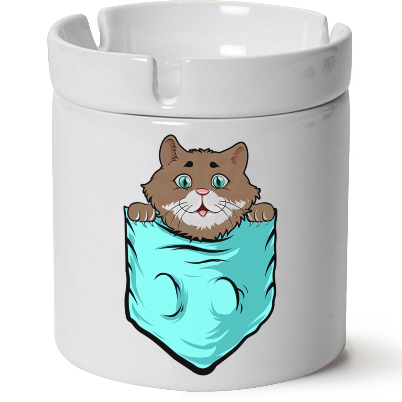 Kedi Baskılı Porselen At Söndür Küllük