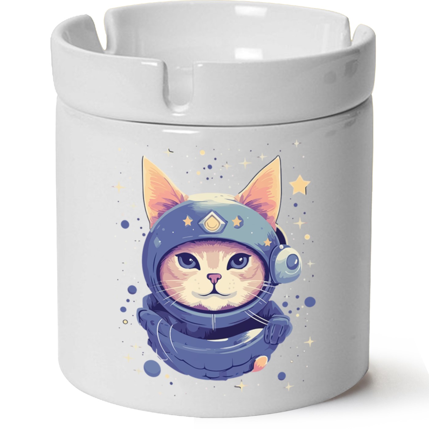 Kedi Baskılı Porselen At Söndür Küllük