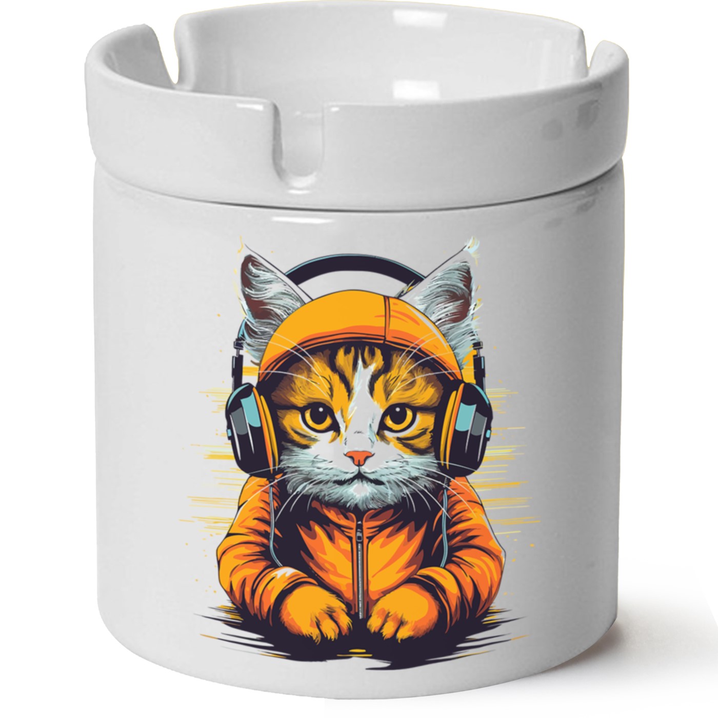 Kedi Baskılı Porselen At Söndür Küllük