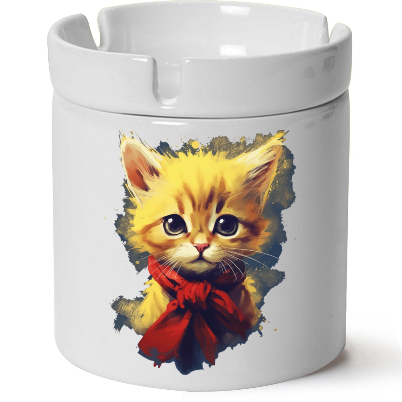 Kedi Baskılı Porselen At Söndür Küllük