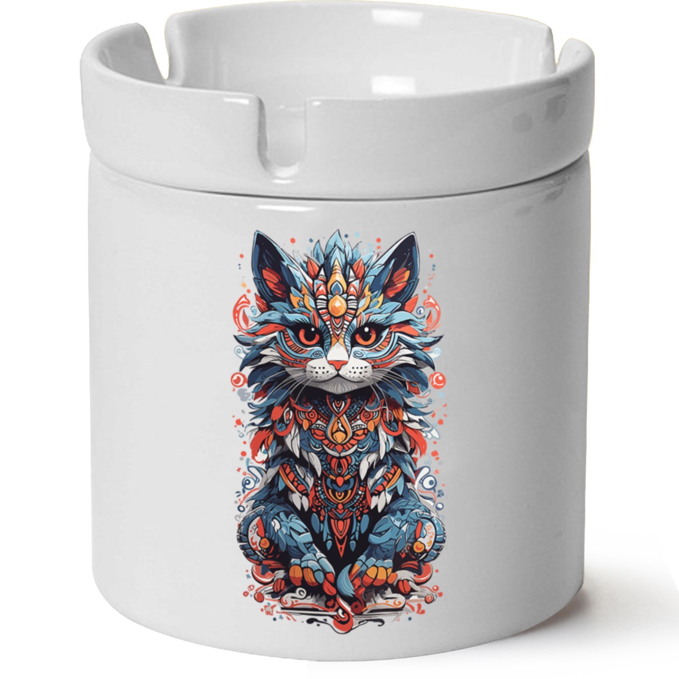 Kedi Baskılı Porselen At Söndür Küllük