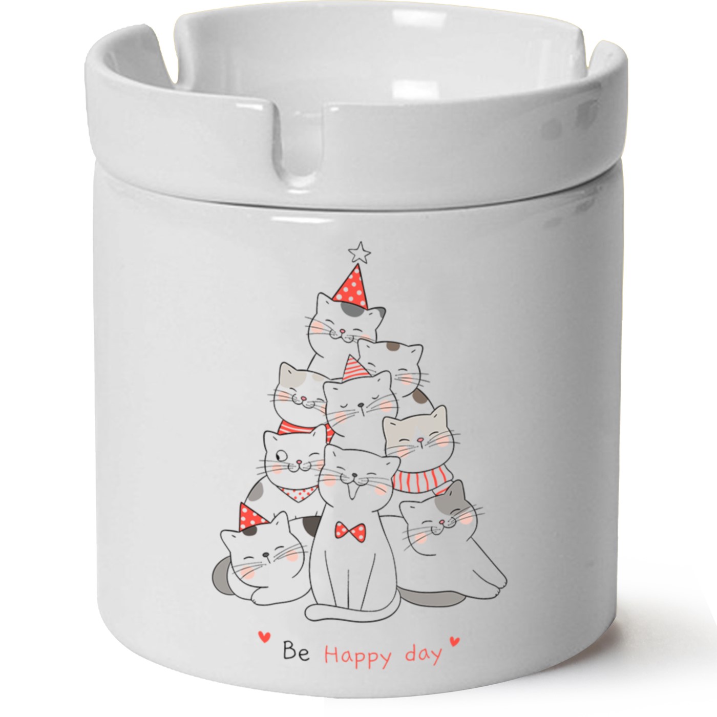 Kedi Baskılı Porselen At Söndür Küllük