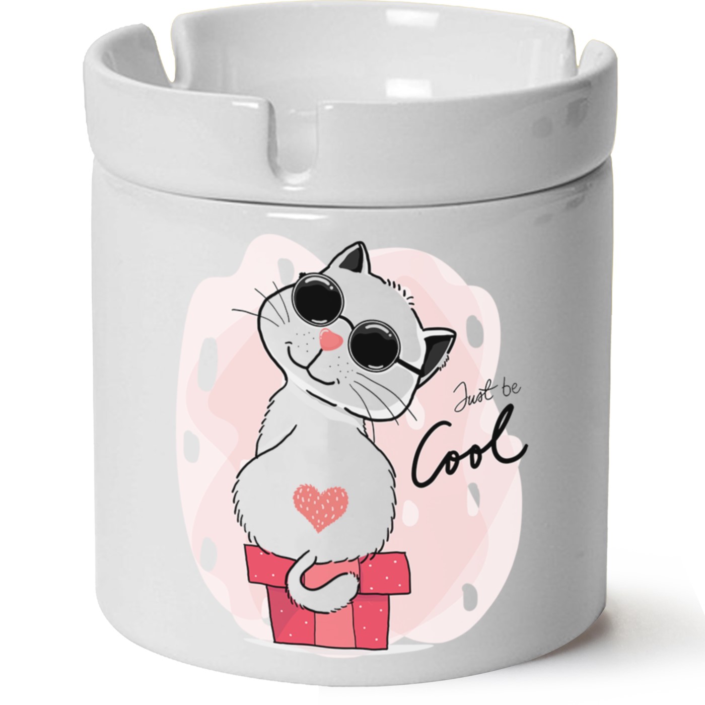 Kedi Baskılı Porselen At Söndür Küllük