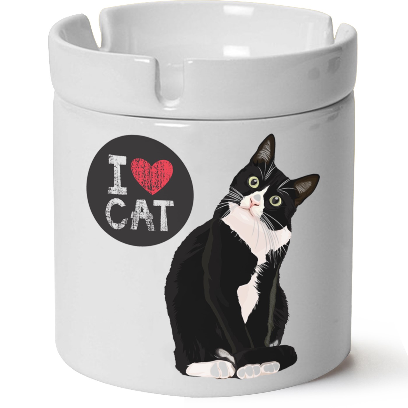 Kedi Baskılı Porselen At Söndür Küllük