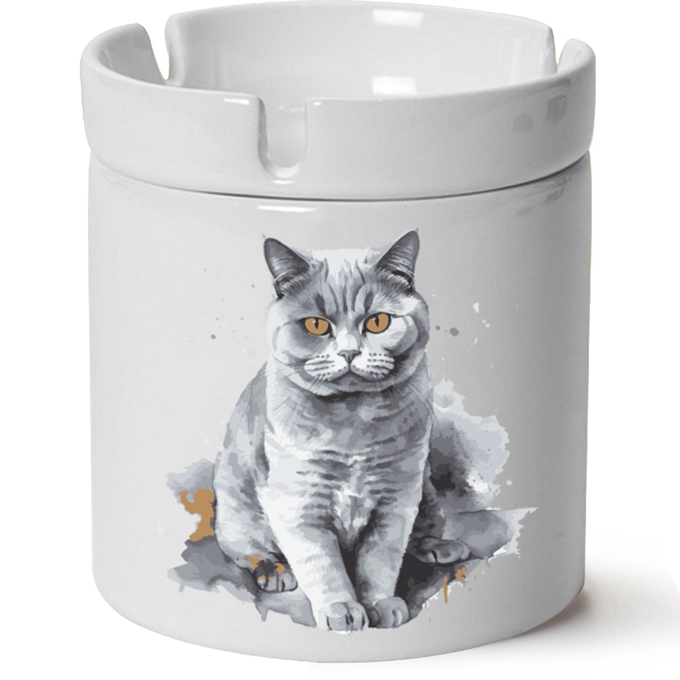 Kedi Baskılı Porselen At Söndür Küllük