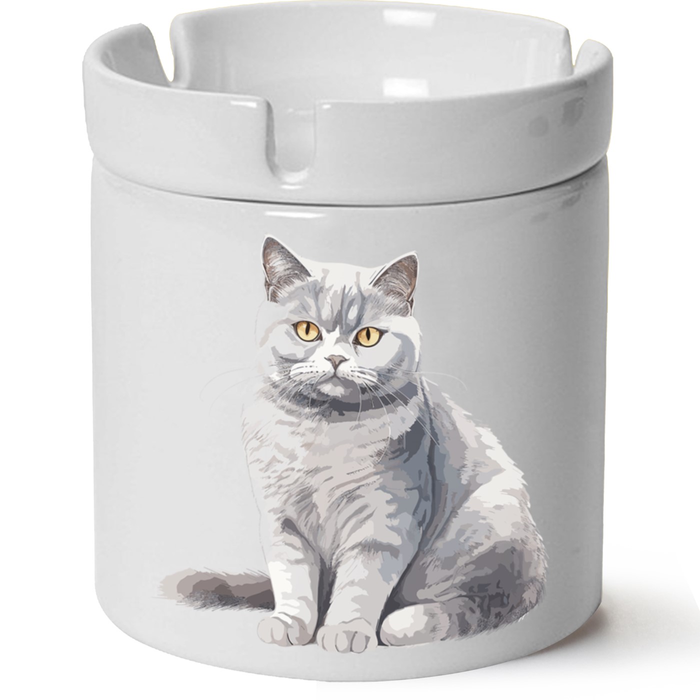 Kedi Baskılı Porselen At Söndür Küllük