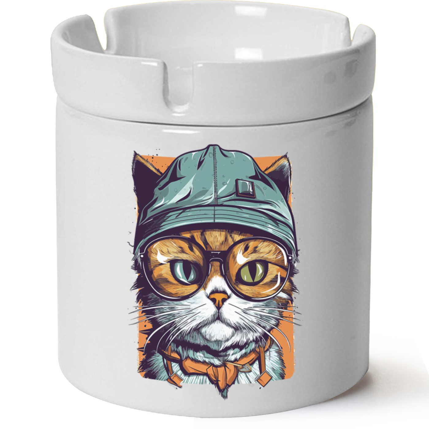 Kedi Baskılı Porselen At Söndür Küllük