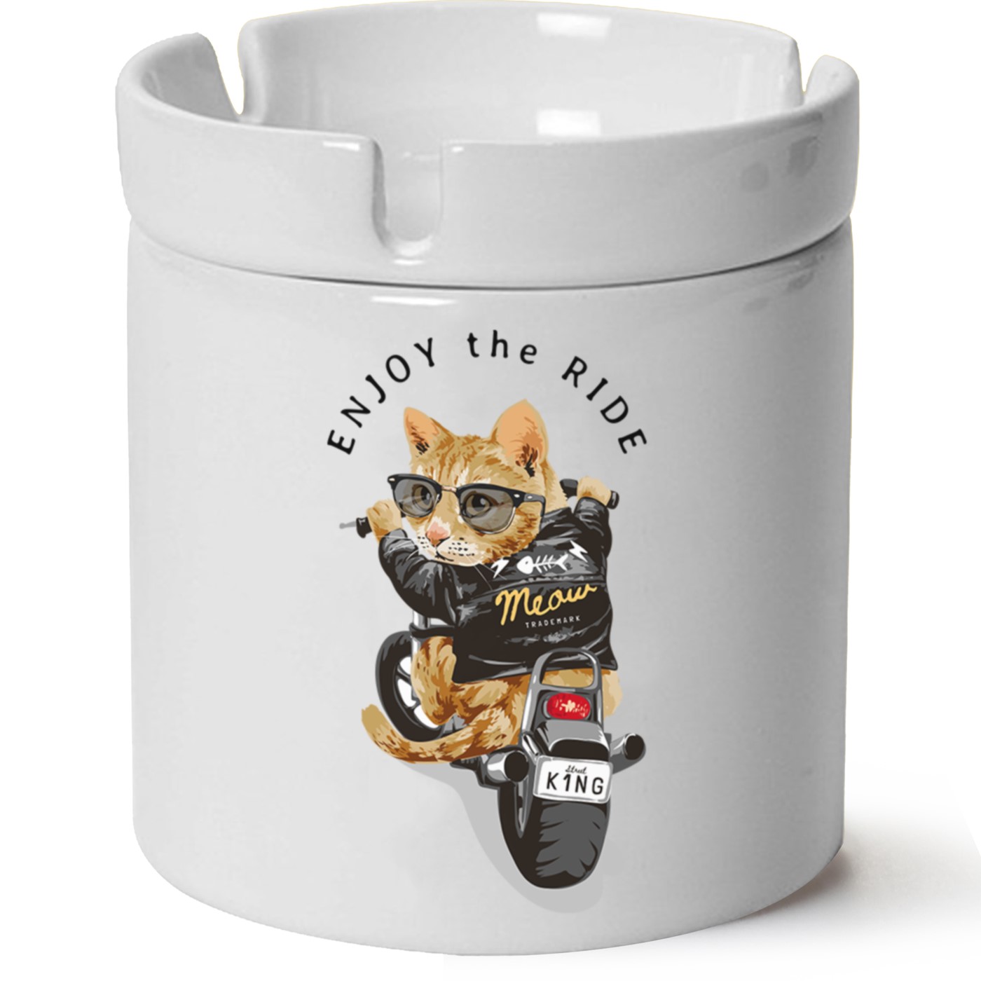 Kedi Baskılı Porselen At Söndür Küllük