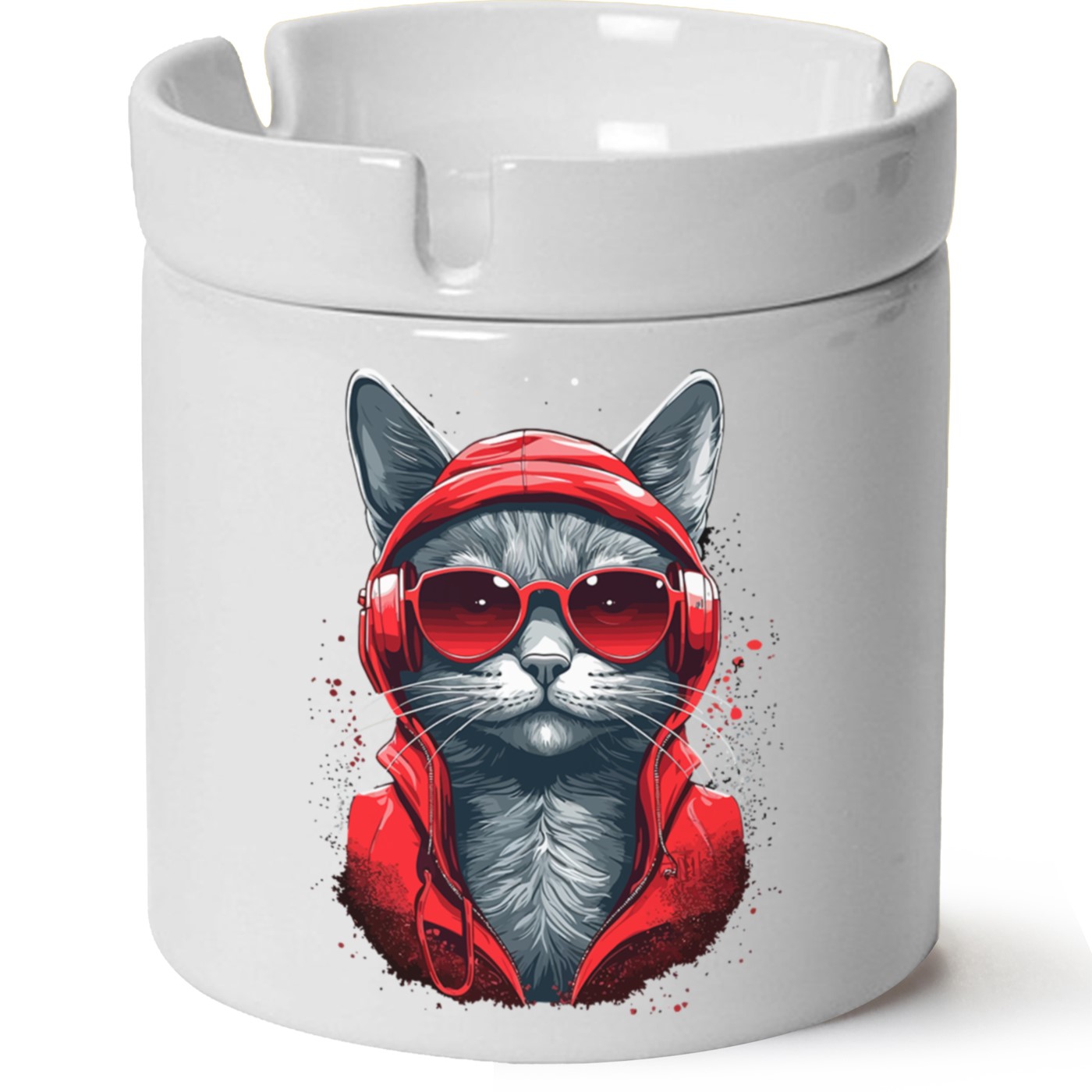 Kedi Baskılı Porselen At Söndür Küllük