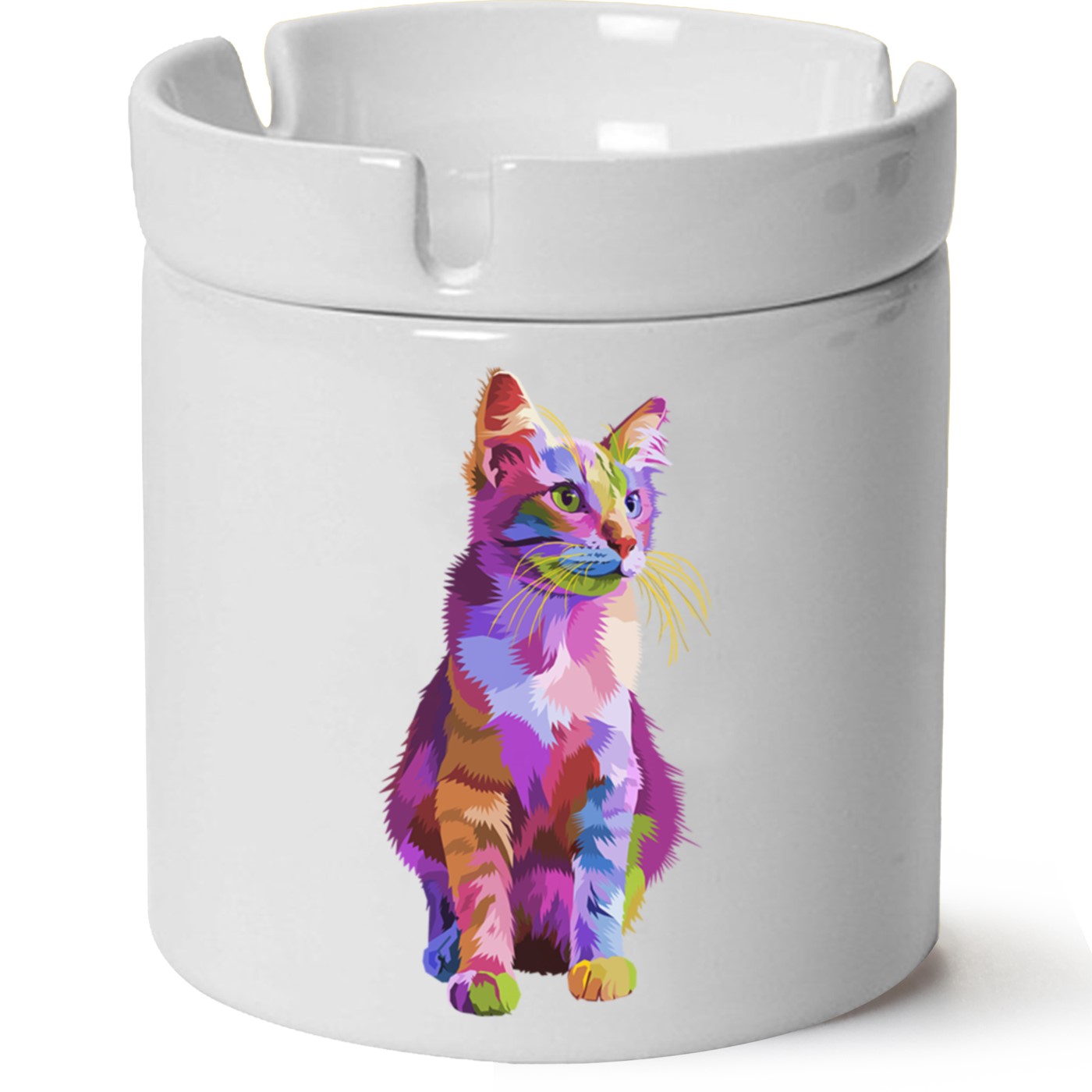 Kedi Baskılı Porselen At Söndür Küllük