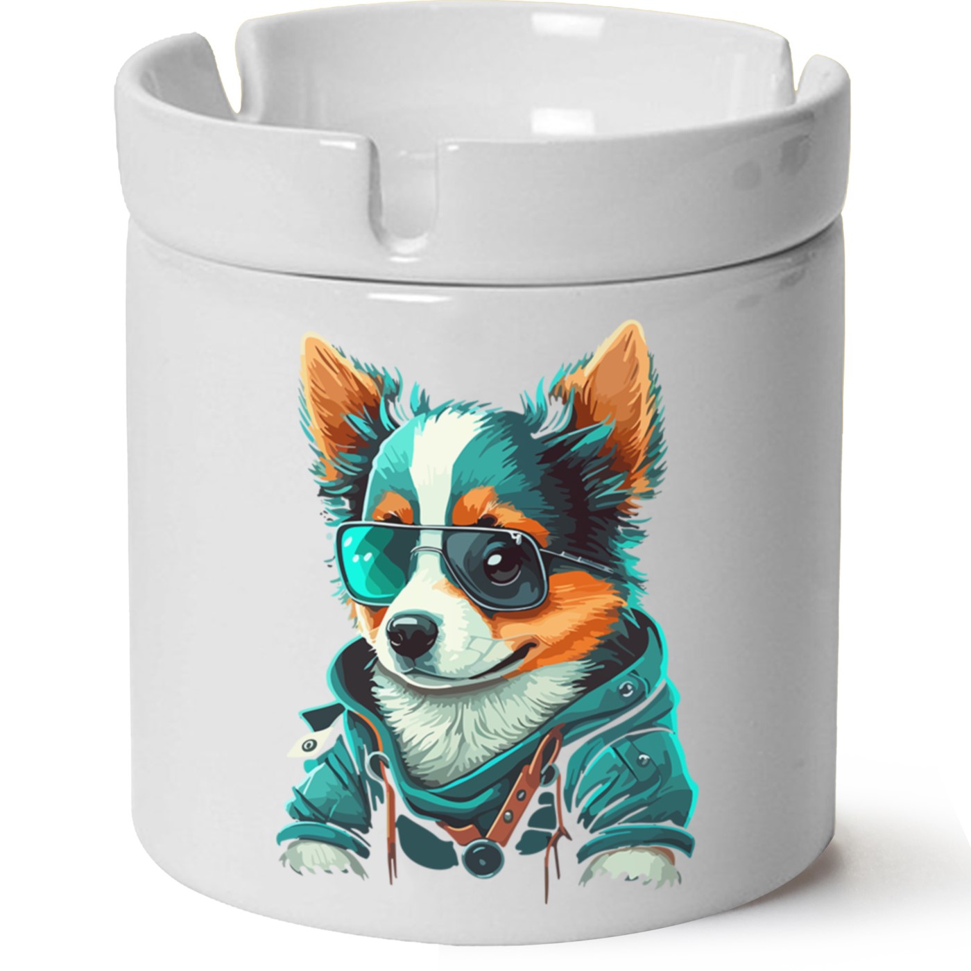 Köpek Baskılı Porselen At Söndür Küllük