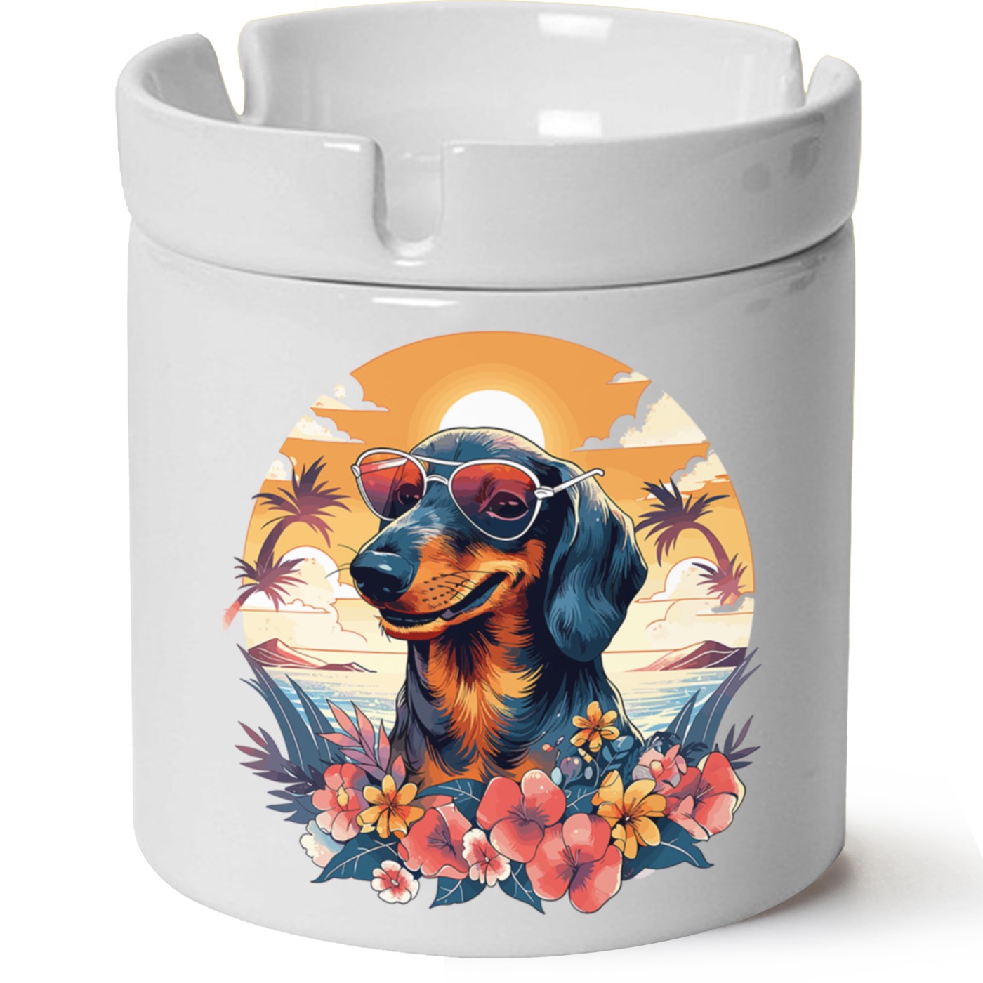 Köpek Baskılı Porselen At Söndür Küllük