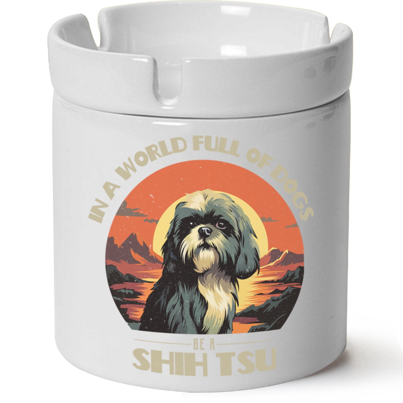 Köpek Baskılı Porselen At Söndür Küllük