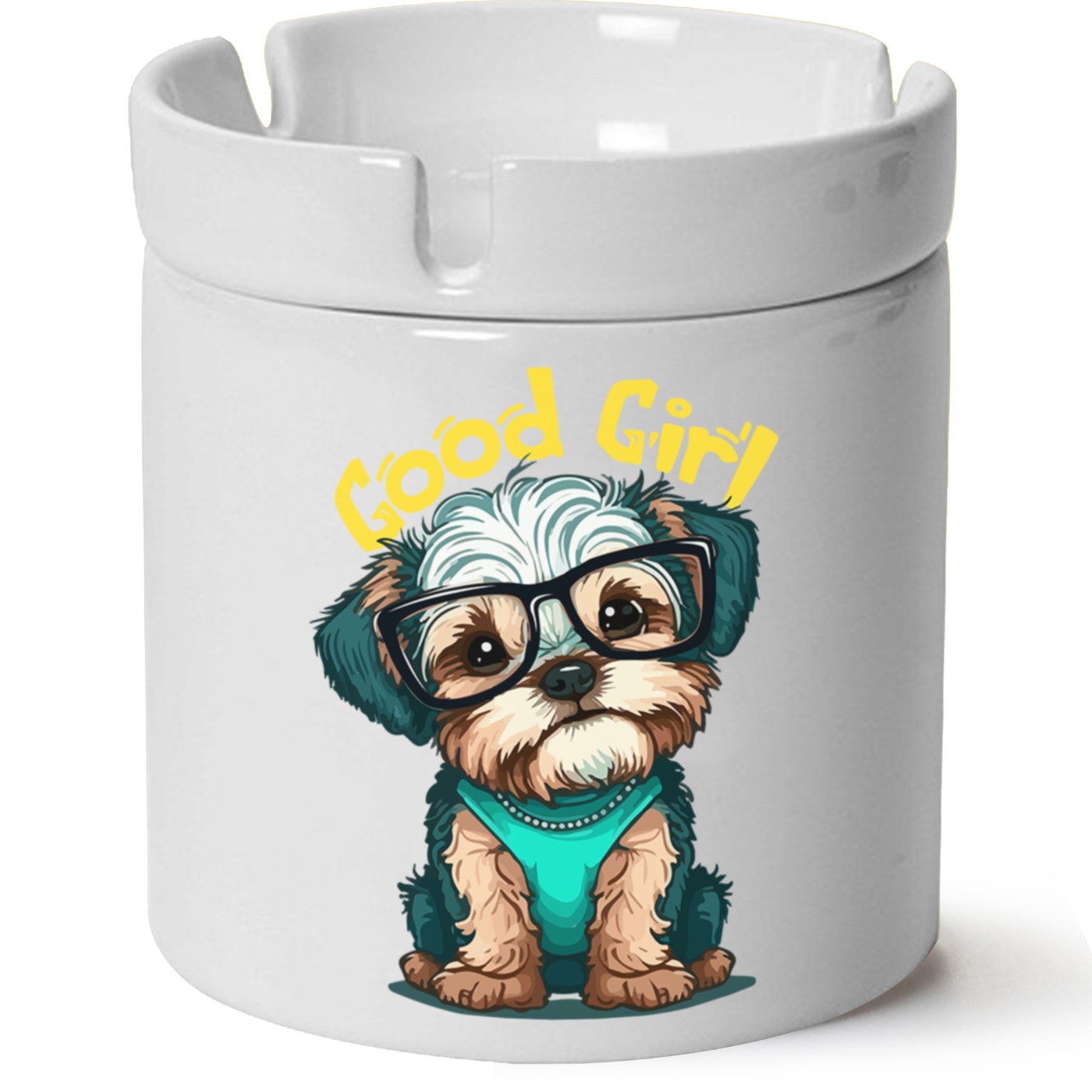 Köpek Baskılı Porselen At Söndür Küllük