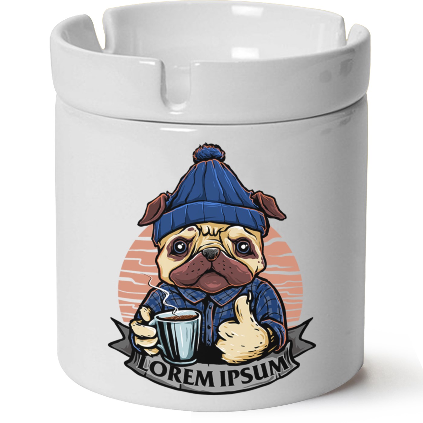 Köpek Baskılı Porselen At Söndür Küllük