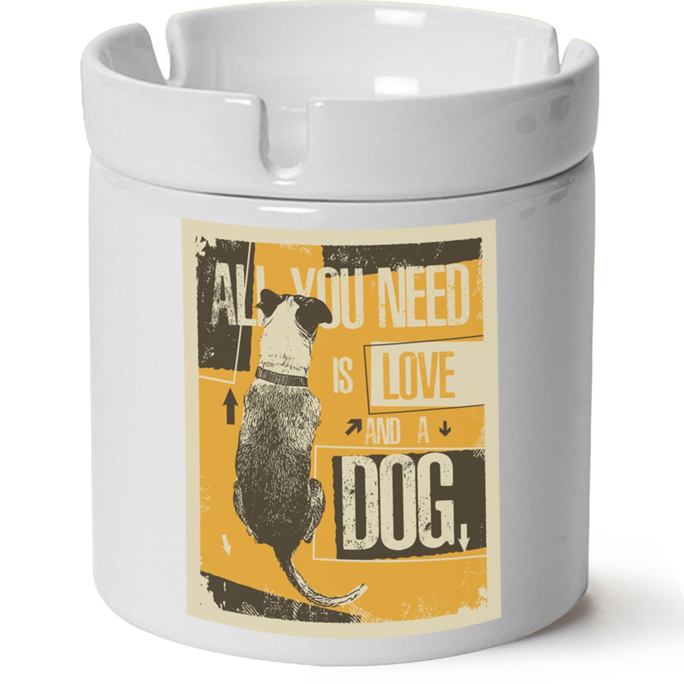 Köpek Baskılı Porselen At Söndür Küllük