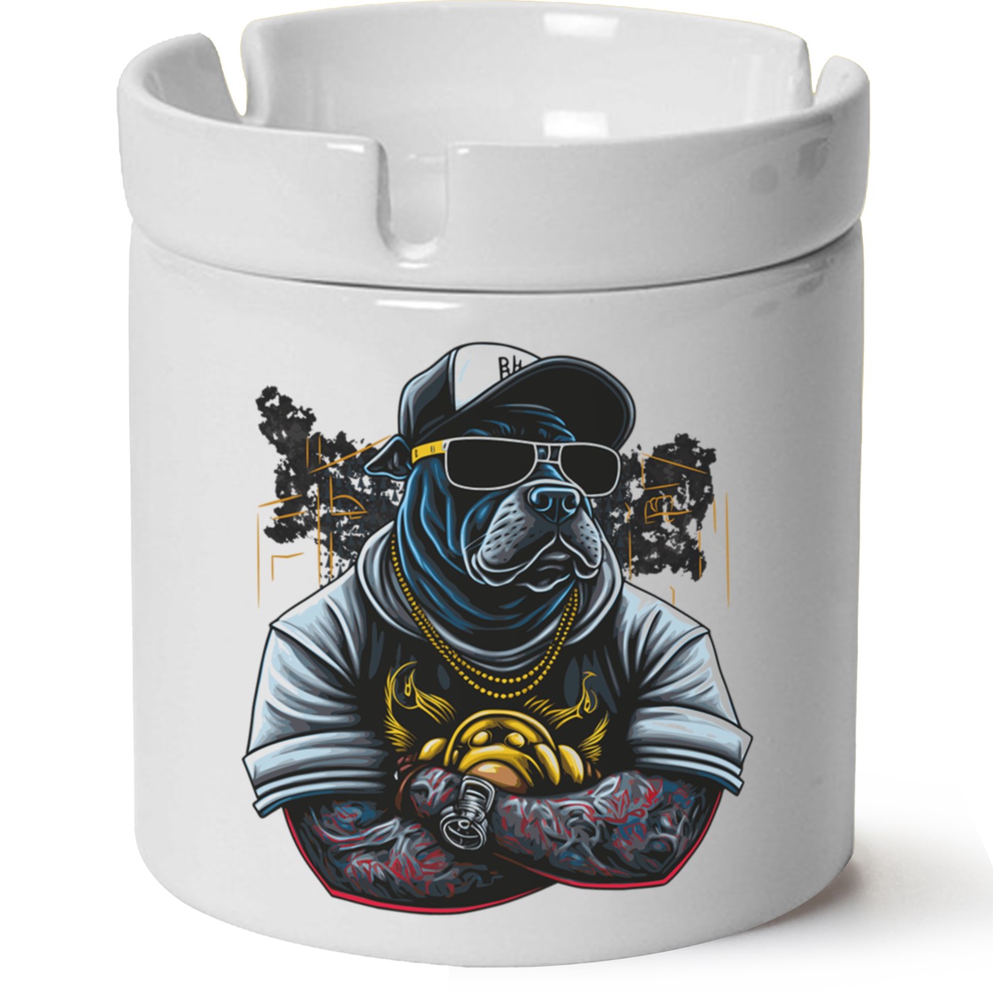 Köpek Baskılı Porselen At Söndür Küllük