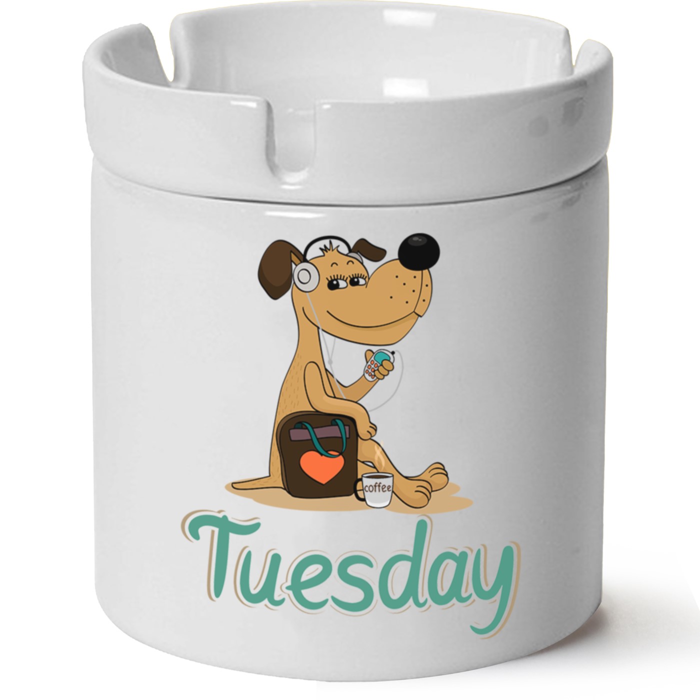 Köpek Baskılı Porselen At Söndür Küllük