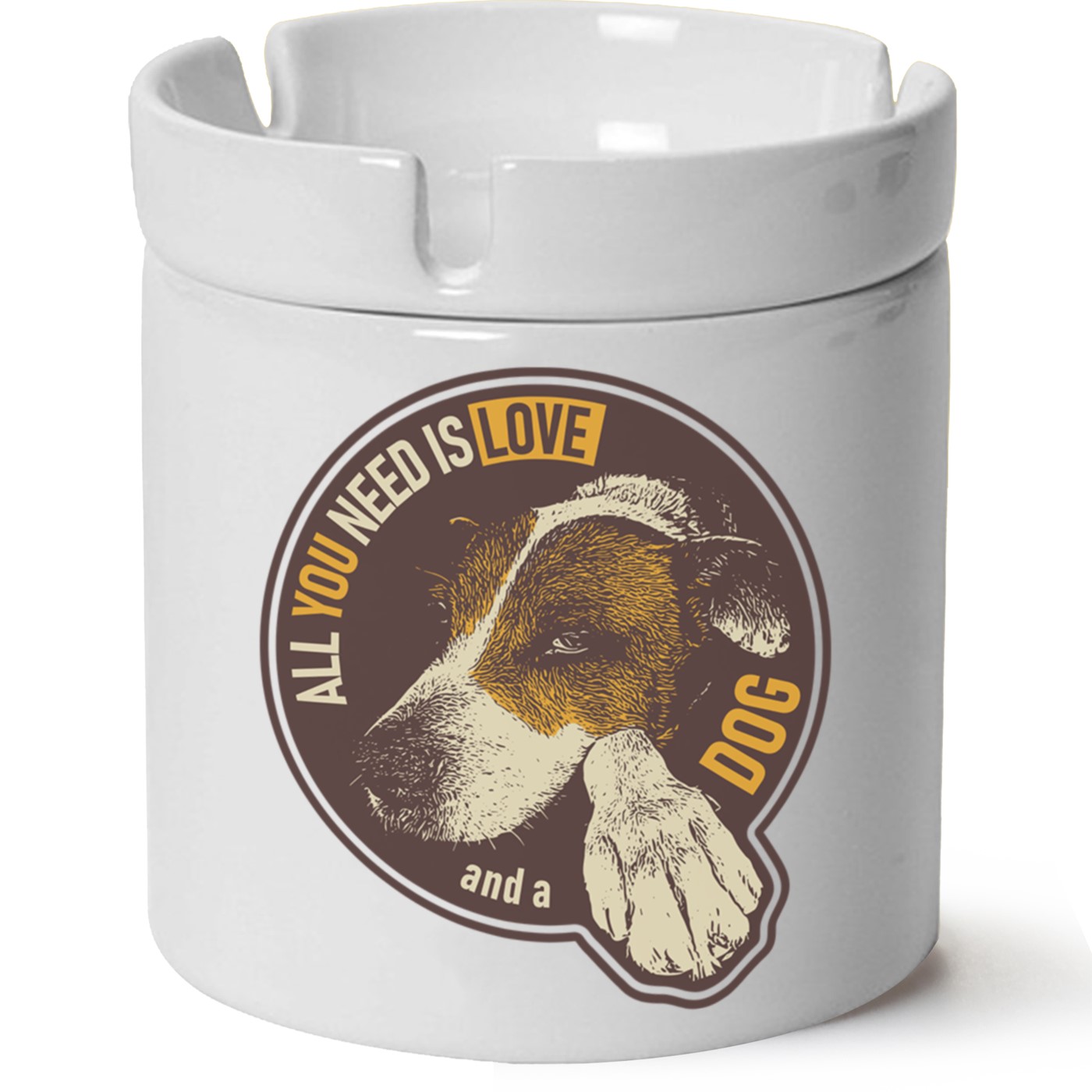 Köpek Baskılı Porselen At Söndür Küllük