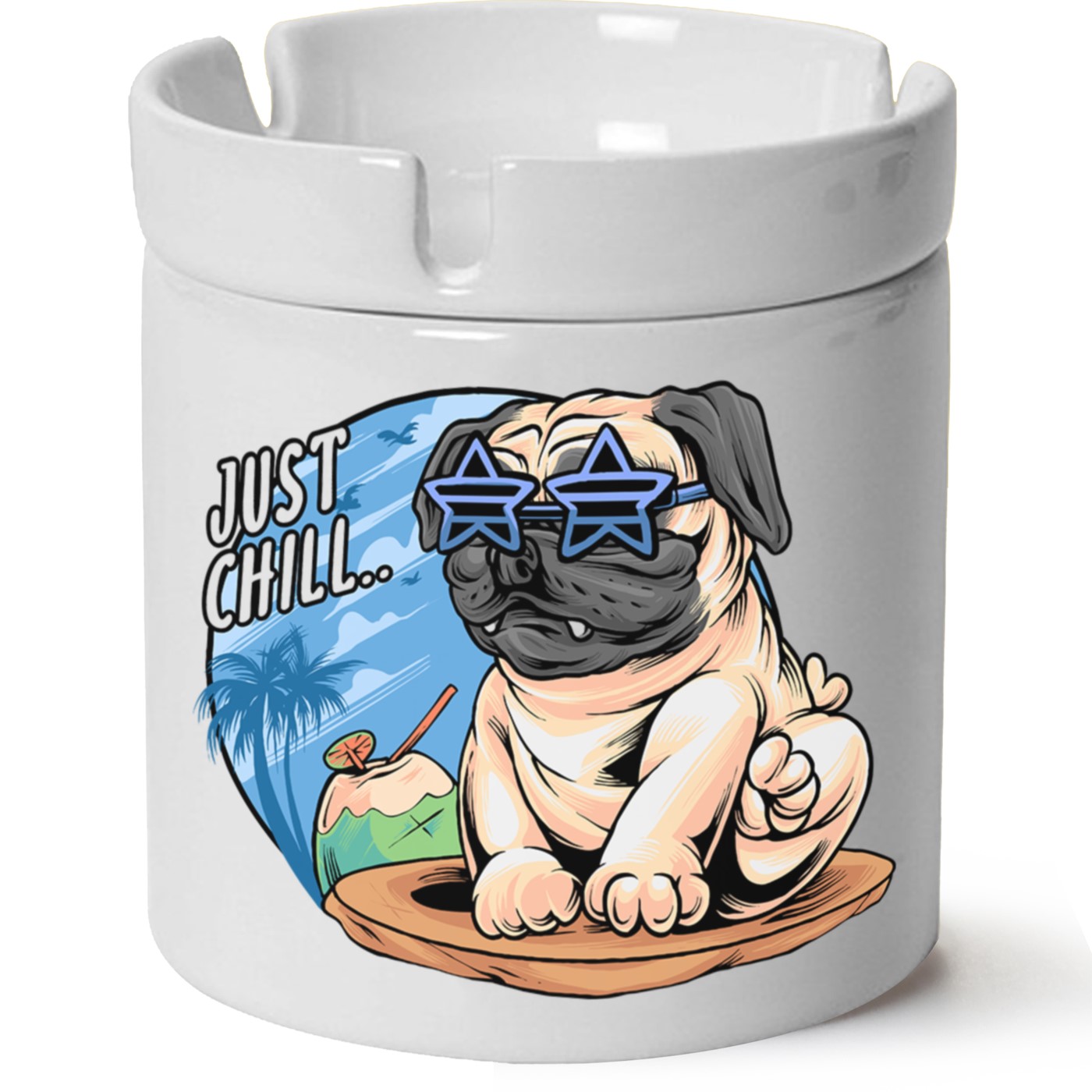 Köpek Baskılı Porselen At Söndür Küllük