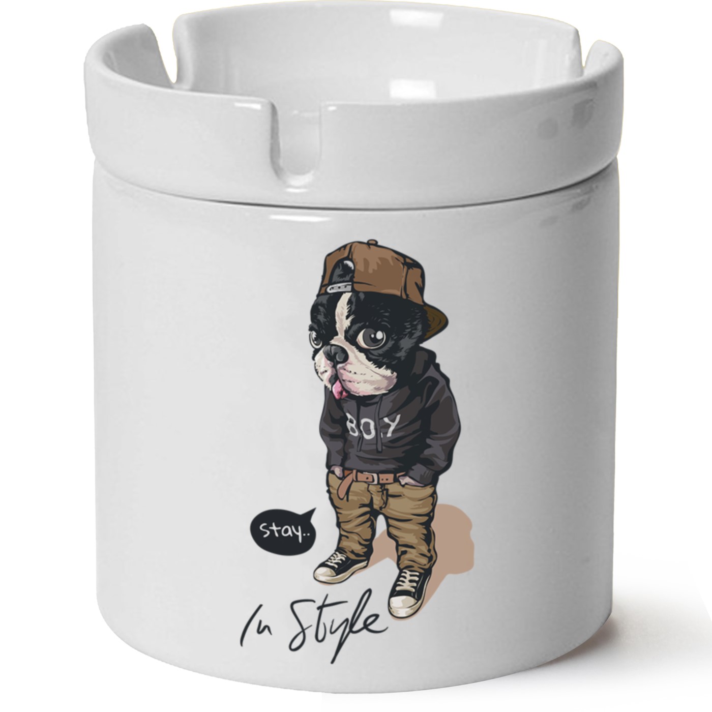 Köpek Baskılı Porselen At Söndür Küllük