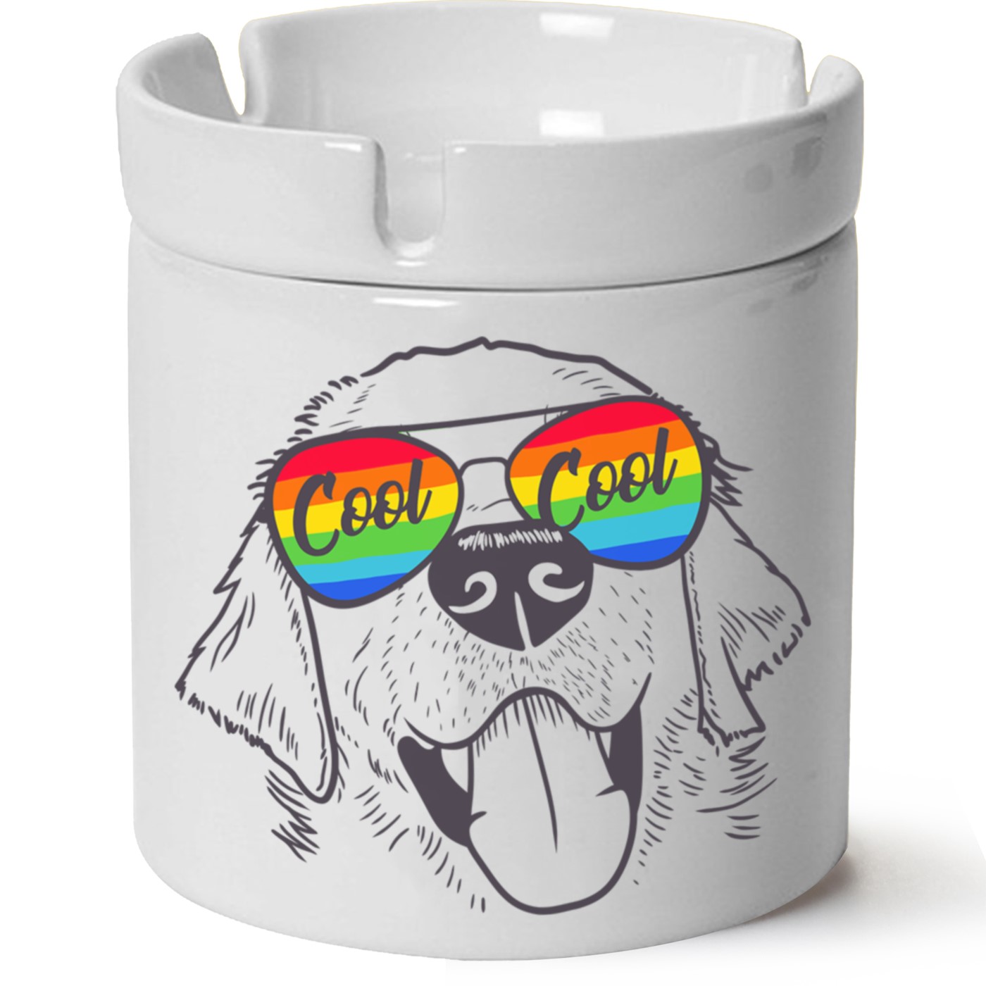 Köpek Baskılı Porselen At Söndür Küllük