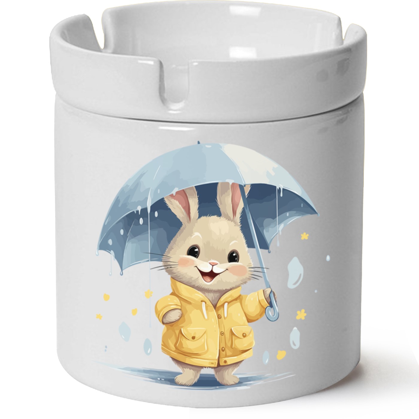 Sevimli Tavşan Baskılı Porselen At Söndür Küllük