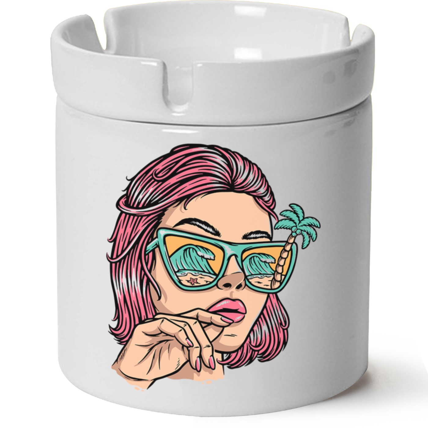 Yaz Kadını Baskılı Porselen At Söndür Küllük