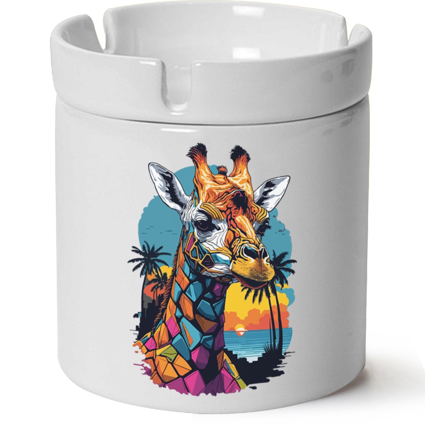 Zürafa Baskılı Porselen At Söndür Küllük