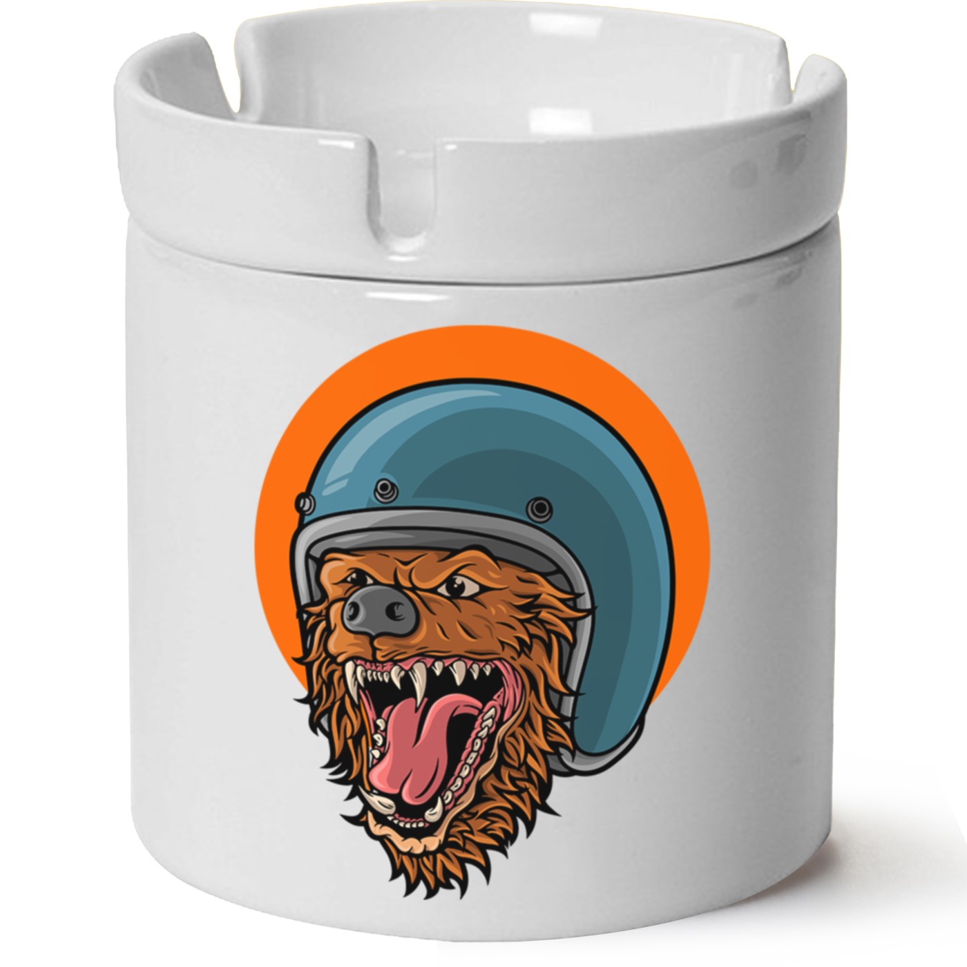 Kasklı Ayı Baskılı Porselen At Söndür Küllük