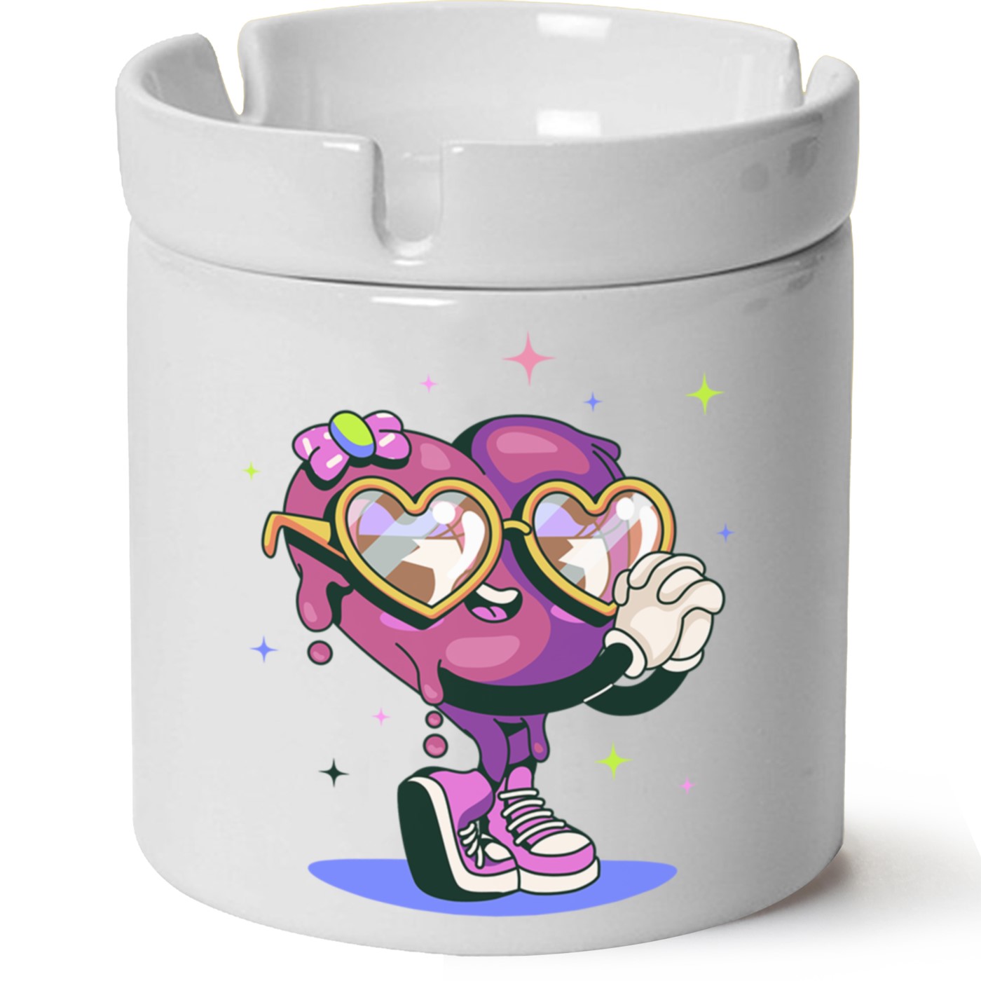 Aşık Kalp Baskılı Porselen At Söndür Küllük