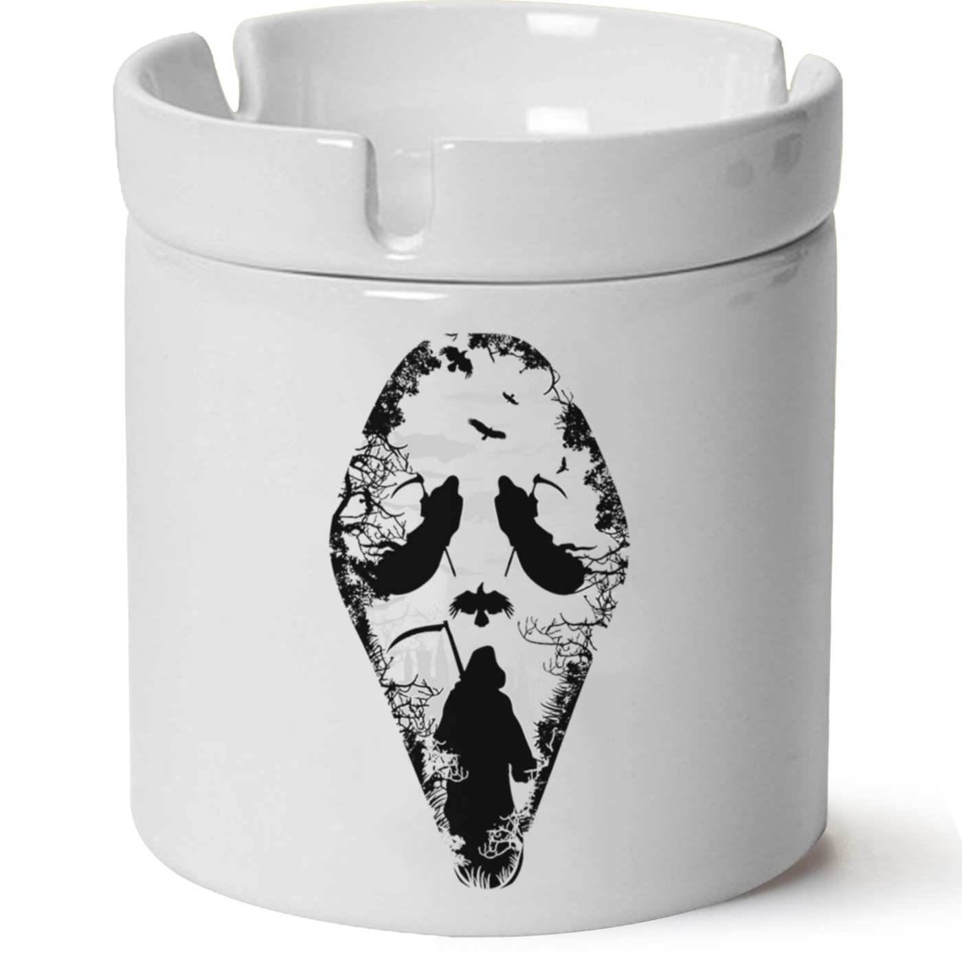 Çığlık Maske Baskılı Porselen At Söndür Küllük