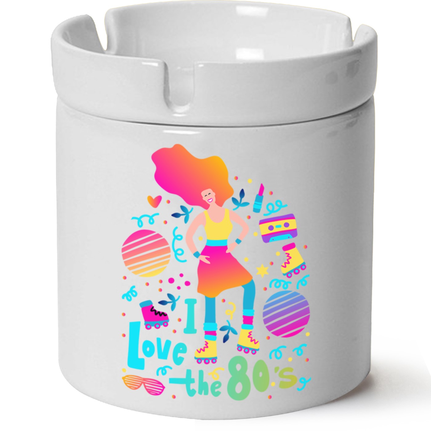 I love the 80s Baskılı Porselen At Söndür Küllük