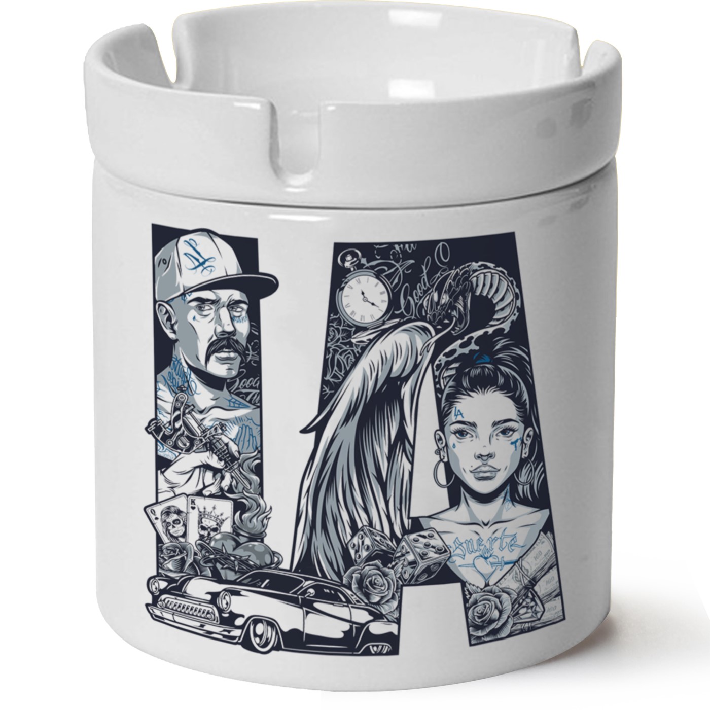 Los Angeles Baskılı Porselen At Söndür Küllük