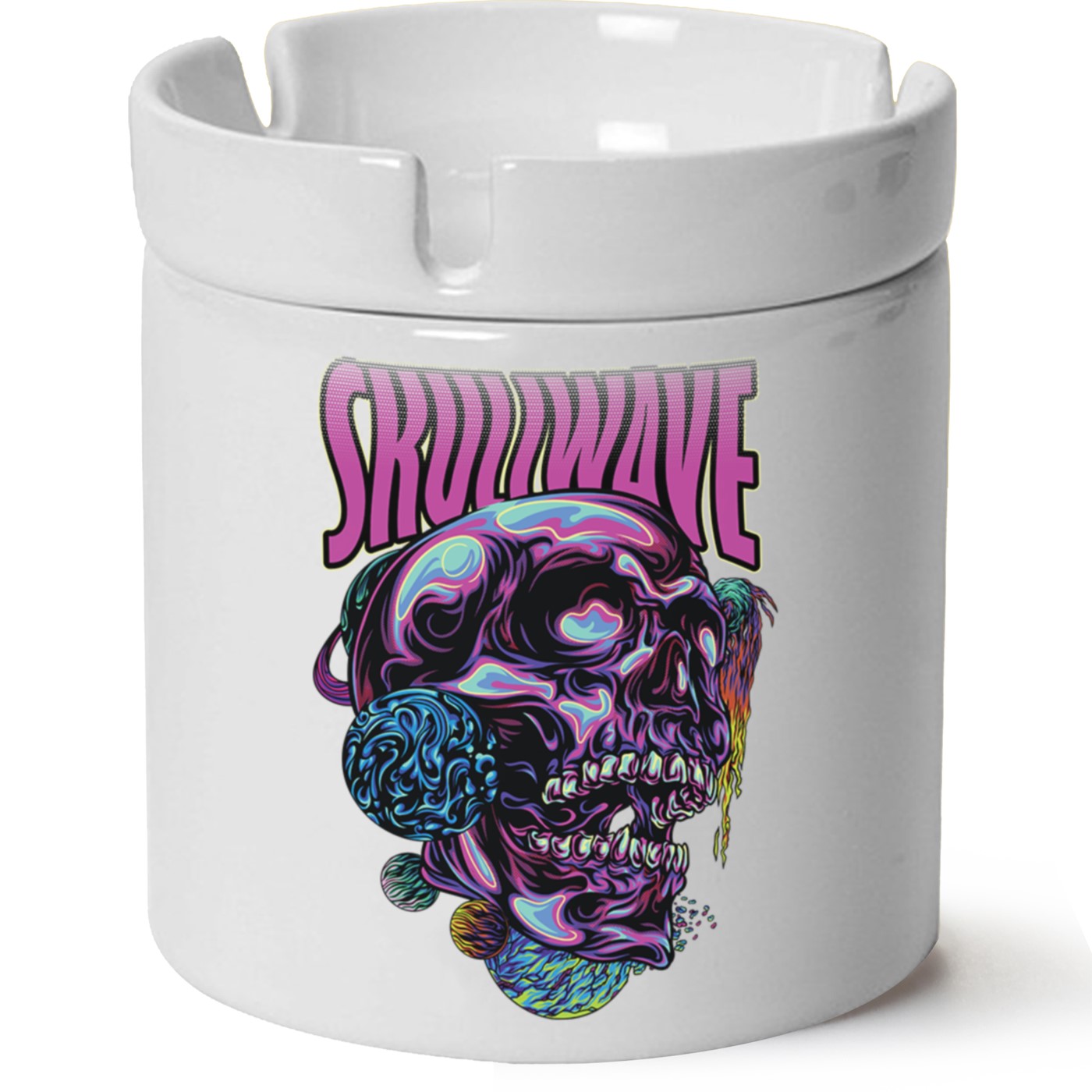 Skullwave Baskılı Porselen At Söndür Küllük